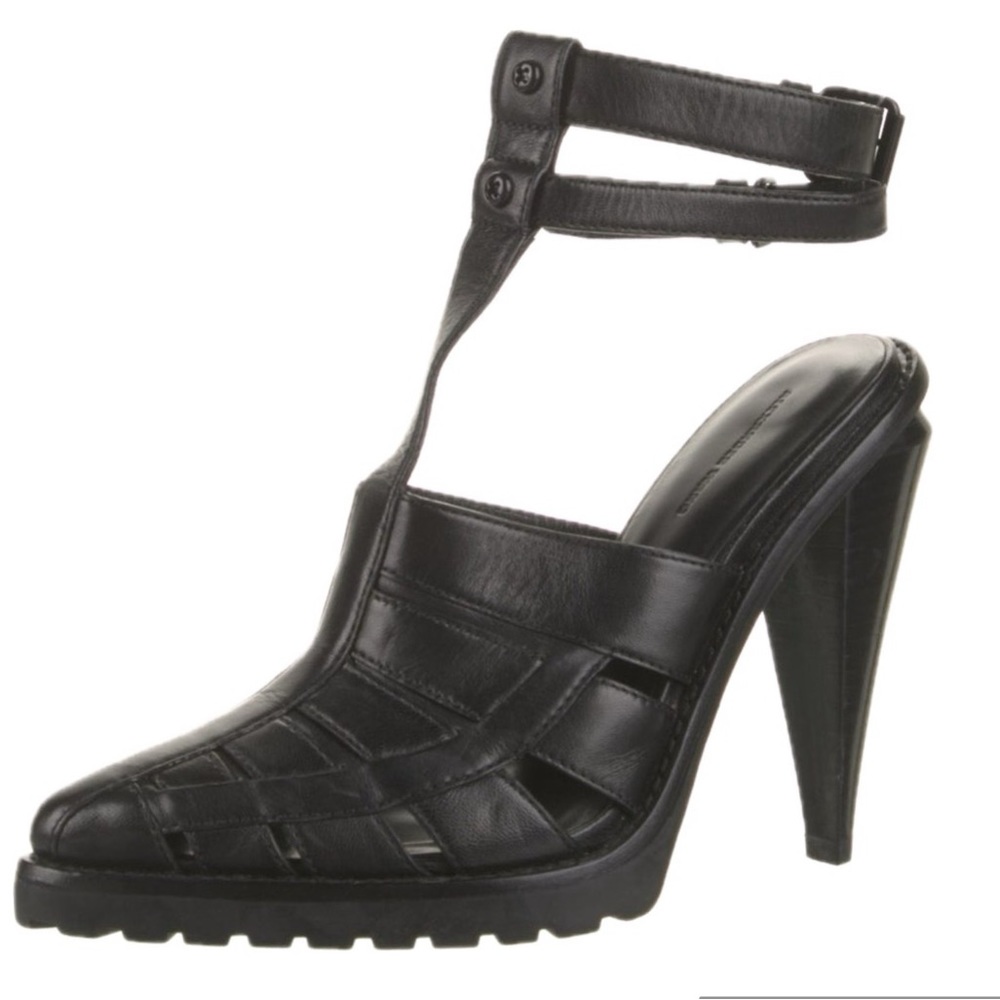 Alexander Wang Abbey Double Ankle Strap High Heel Sandals In Black Leather Y2k View 4